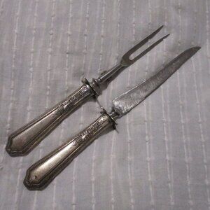 Vtg 1930s sterling handle carving set